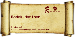 Radek Mariann névjegykártya